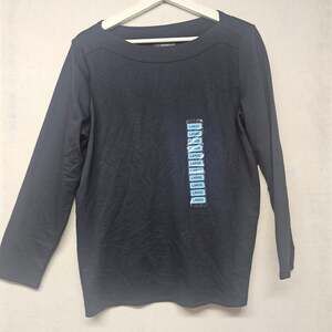NWT Rafaella Navy Blue Boatneck Long Sleeve Top
